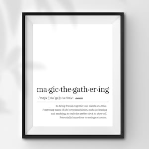 INSTANT DOWNLOAD Magic the Gathering Definition Digital Download Print Wall Decoration Geek Gamer Gift Art Decor