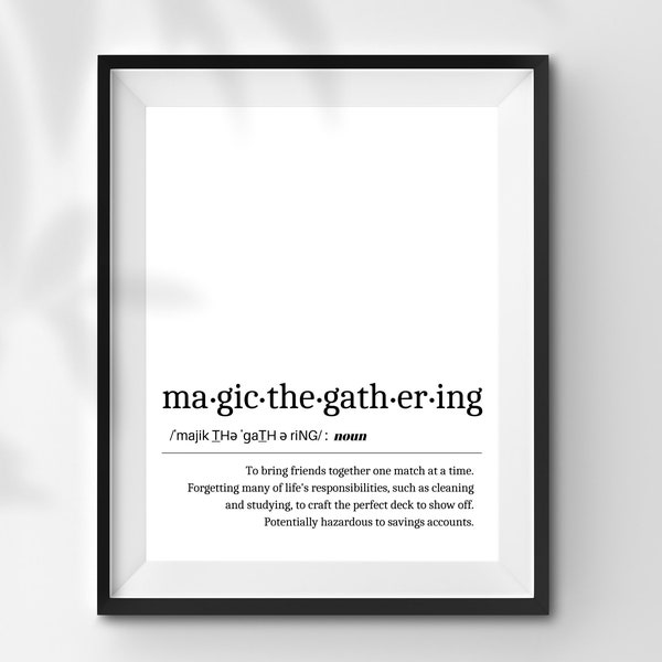 INSTANT DOWNLOAD Magic the Gathering Definition Digital Download Print Wall Decoration Geek Gamer Gift Art Decor