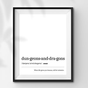 INSTANT DOWNLOAD Dungeons and Dragons Digital Download Dnd Print Wall ...