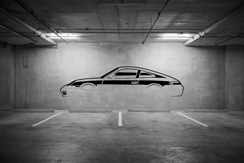 Silhouette of Porsche 996 Carrera Garage Wall Decal Etsy