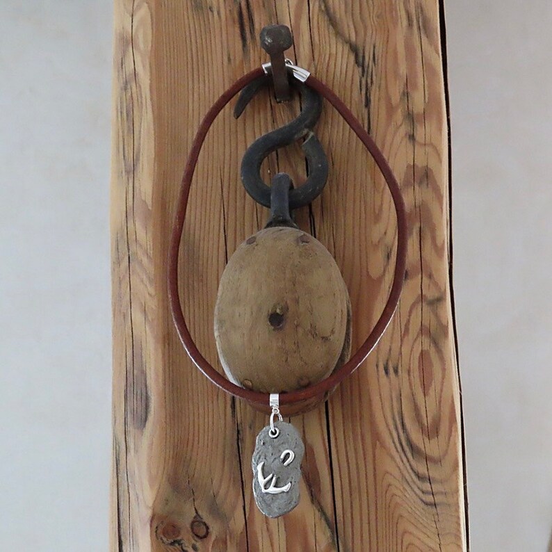 Men/'s knot necklace and navy anchor cement and silver leather