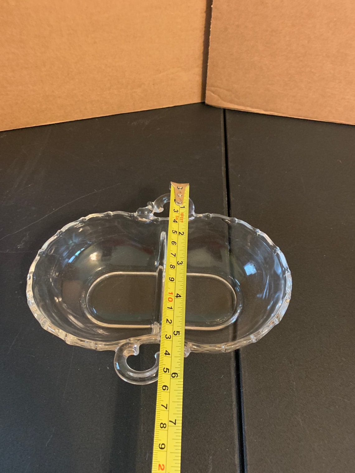 Vintage Clear glass separated condiment dish Etsy