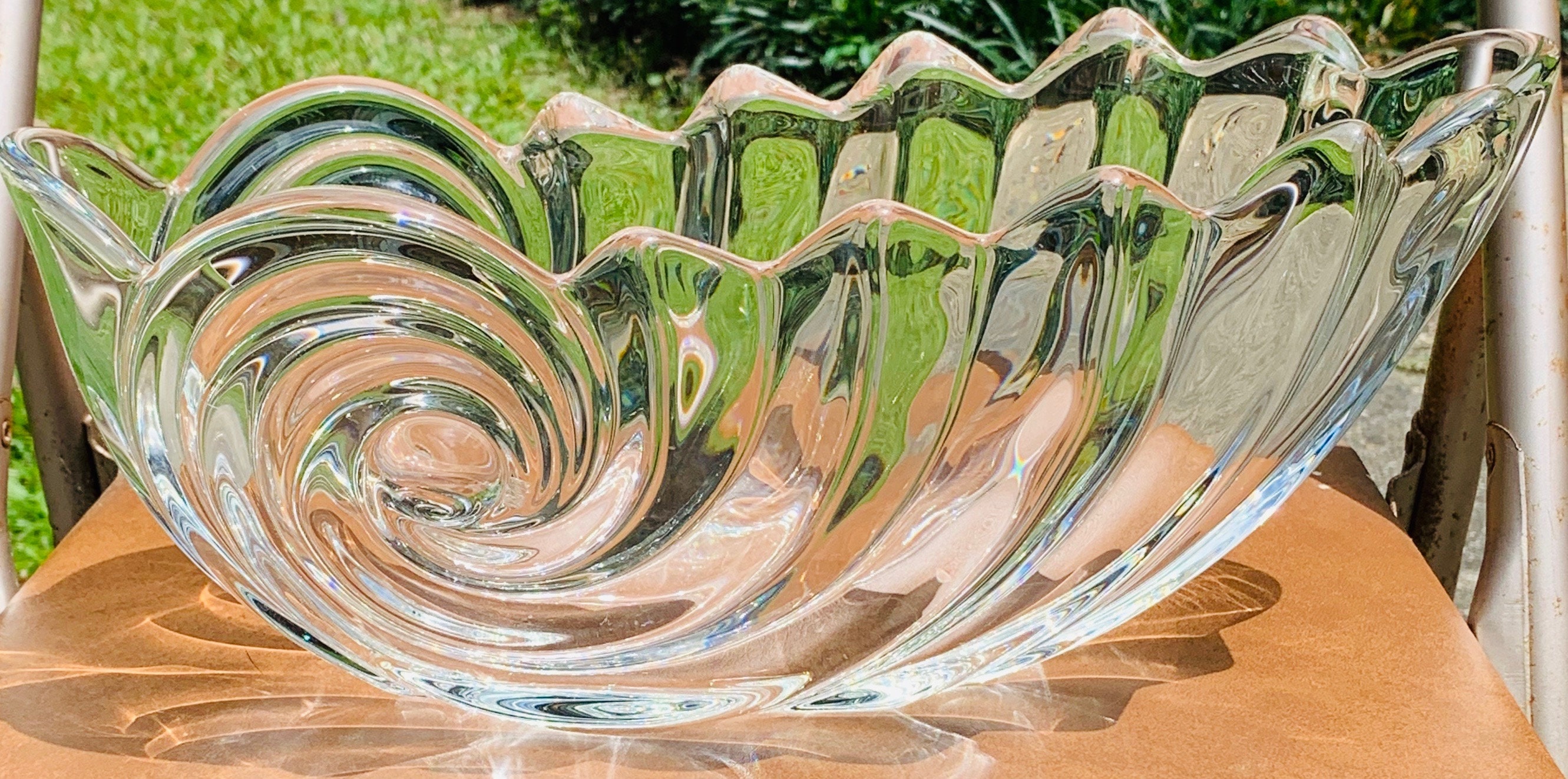 Mikasa Large Shell Lead Crystal Nautilus Centerpiece Bowl Etsy