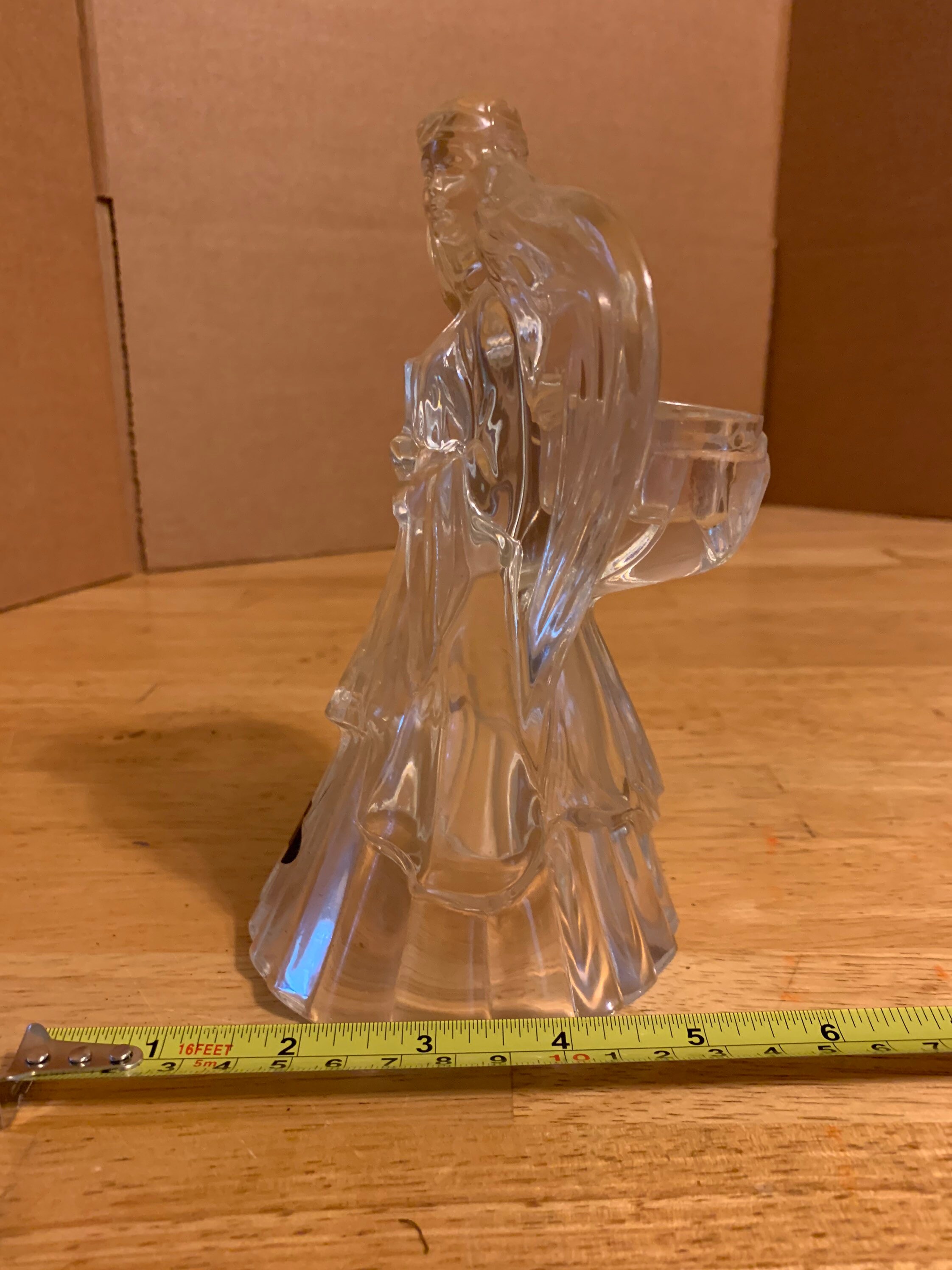 Vintage Clear 24 Lead Glass Angel Candle Holder Etsy