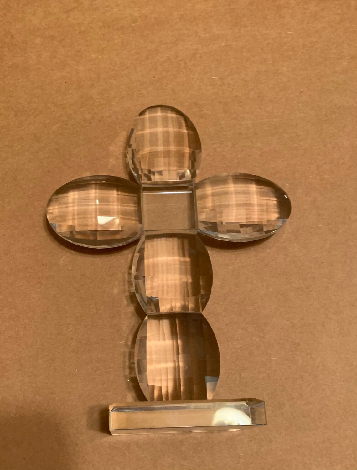 Oleg Cassini Diamond Cut Crystal Glass Cross Figurine Etsy