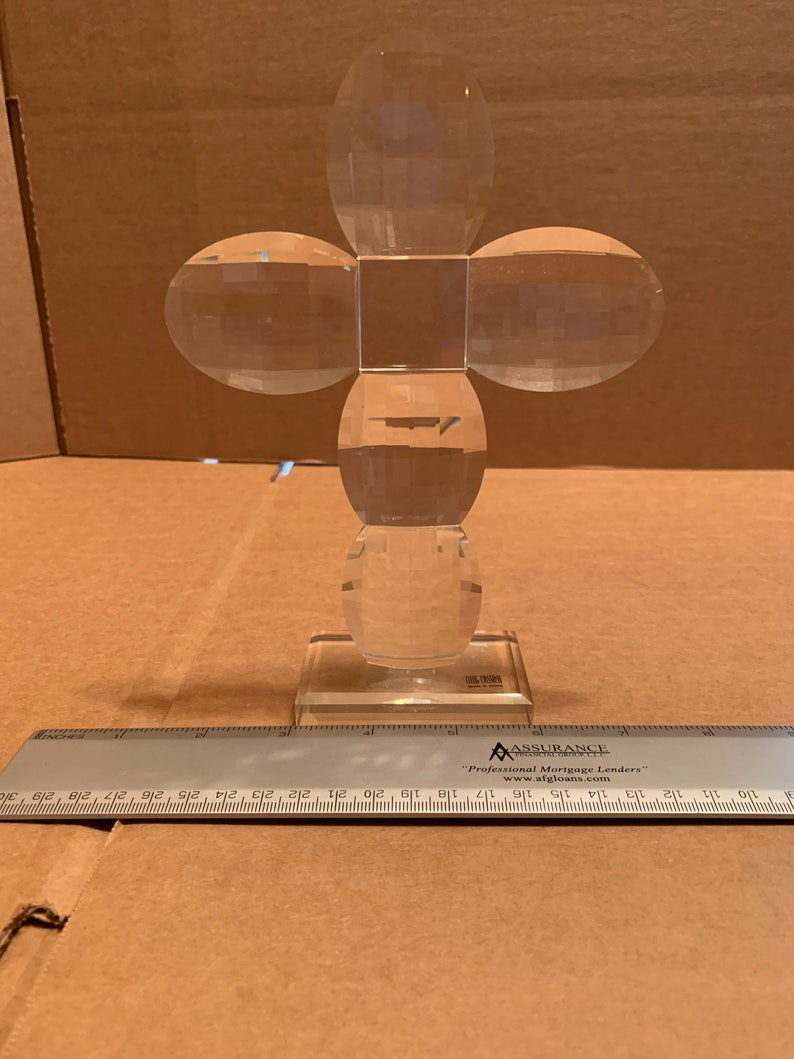 Oleg Cassini Diamond Cut Crystal Glass Cross Figurine Etsy