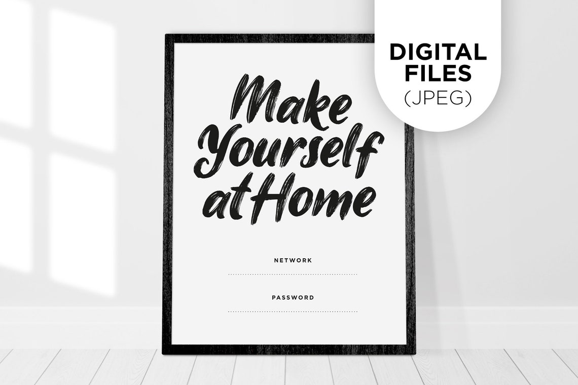 WiFi Password Sign Printable Make Yourself At Home Guest Etsy