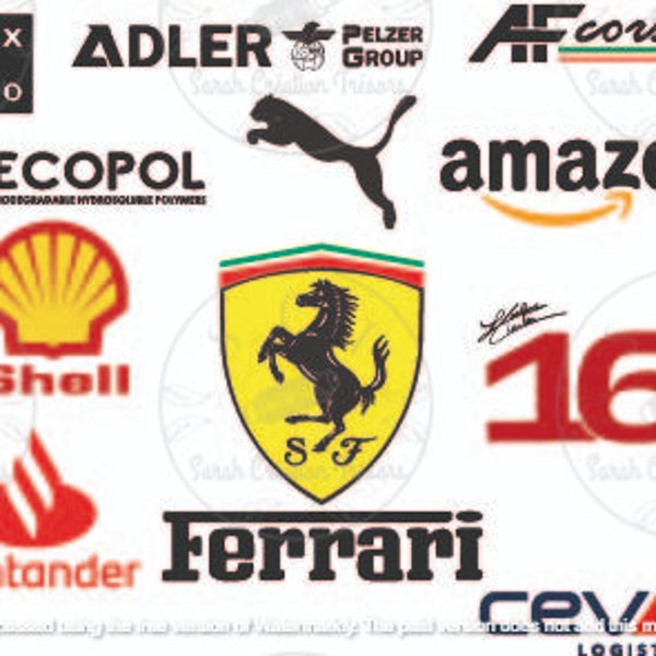 LOGO FERRARI et PARTENAIRE  / Charles Leclerc/ transfert / pochoir/  svg/ eps / dxf / pdf/ jpeg / png/ fichier pour découpe /vectoriser