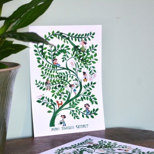 Cartel ilustración juventud plantas de jardín secretas A3 A4 y A5