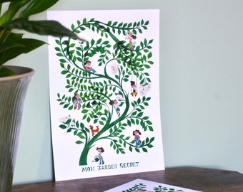 Poster illustration youth secret garden plants A3 A4 and A5