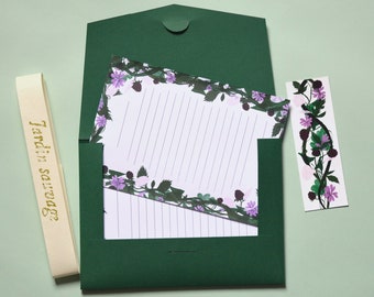Wild Plant Letter Paper Set A5 Envelopes Bookmark and Washi Tape, Garden Wildflowers