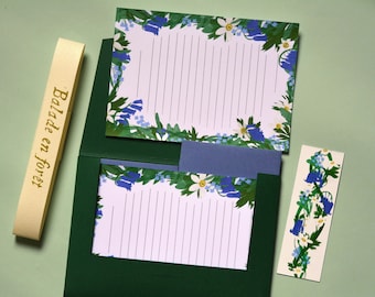 Set of stationery wild plants A5 envelopes bookmark and washi tape, Wildflowers of the woods
