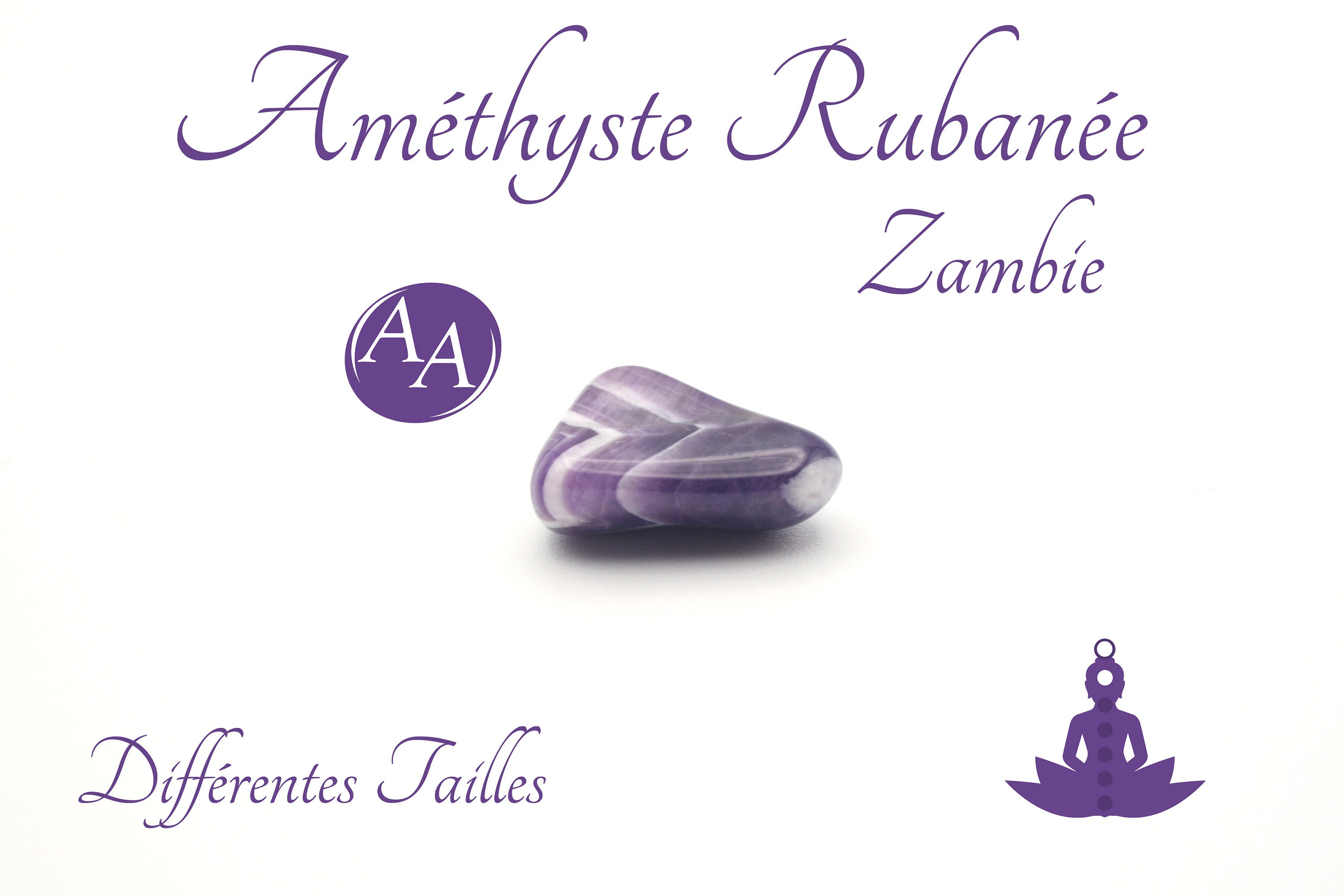 Améthyste Rubanée de Zambie - Pierre Roulée Qualité Aa