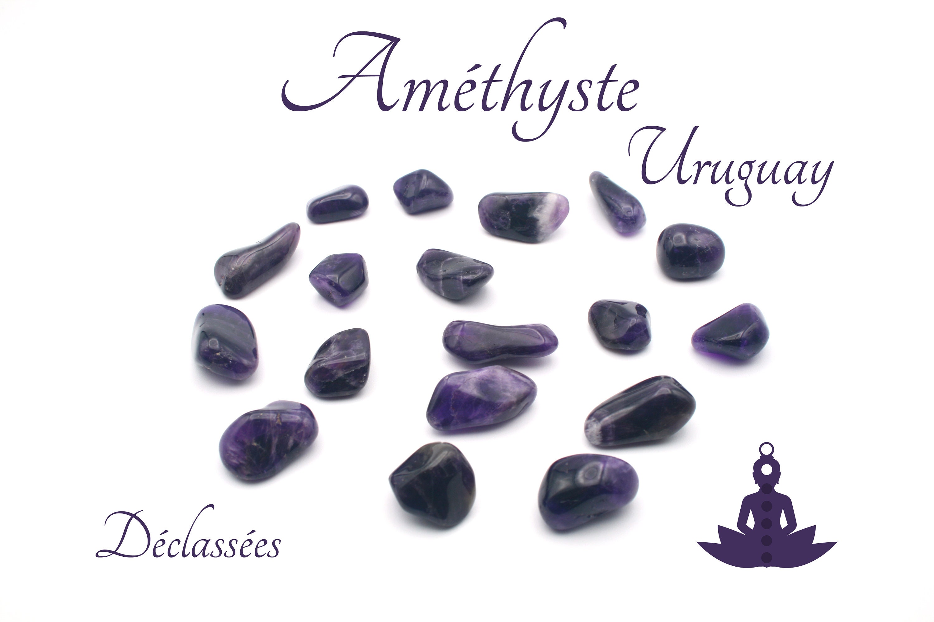 Lot de 3 Améthyste d'uruguay - Pierres Roulées Déclassées