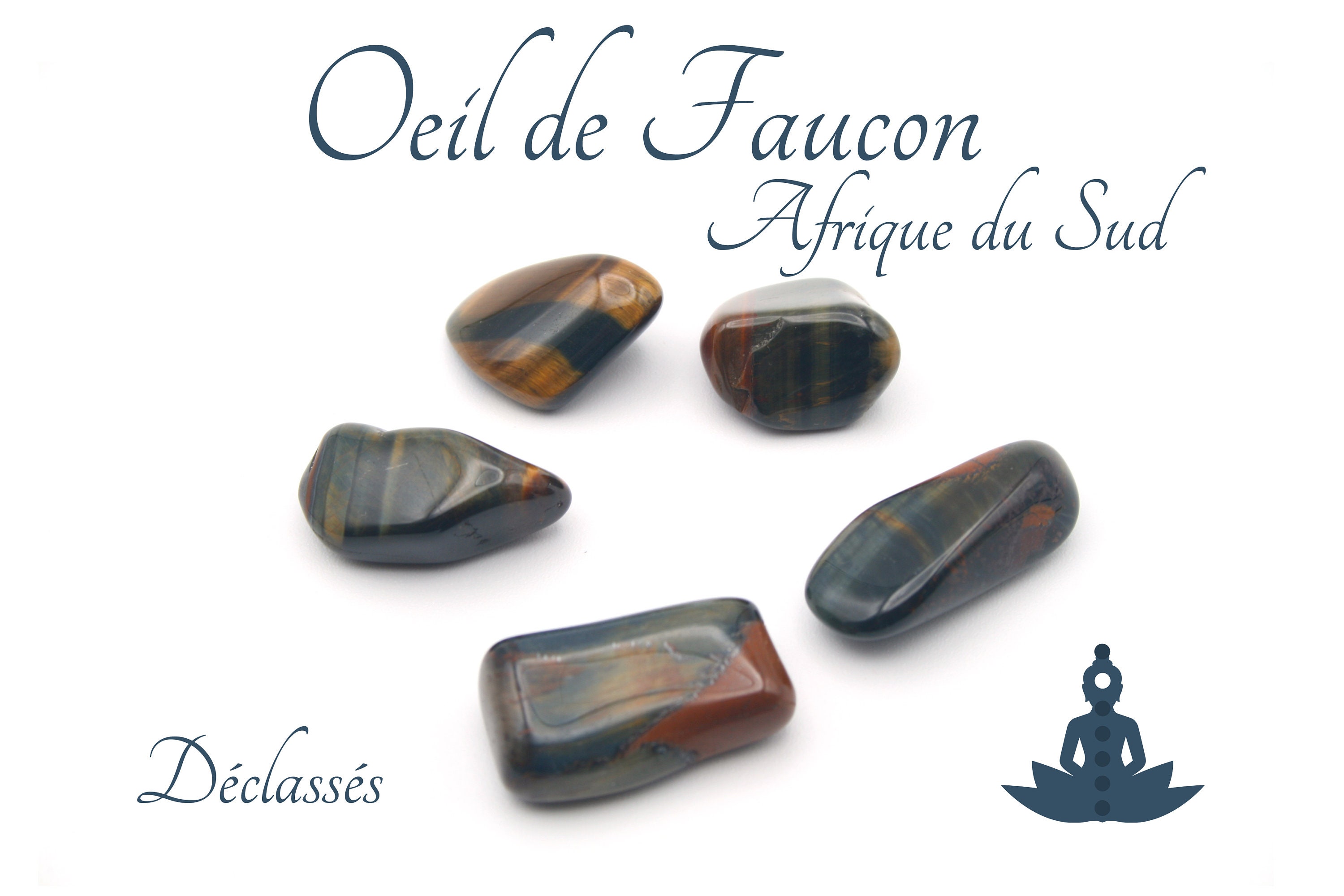 Lot de 2 ou 4 Œil Faucon d'afrique Du Sud - Pierres Roulées Déclassées