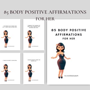 85 Affirmations Body Positive, Self Esteem Healing, Healing From Body Dysmorphia Confidence Boost Digital Download Print Ready