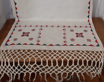 Antike Handstickerei traditionelle Vorhang für kleine Fenster, Wandbehang, weiß rot Folk dekorative Vorhang, Valance (F-1)