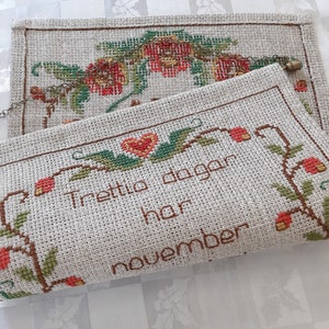 Vintage Swedish Wall hanging - tapestry knit , Hand embroidery Swedish wall decor , tapestry , Scandinavian wall art (F-9)