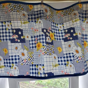 Wide floral vintage valance curtain, floral wide cafe curtain (F8)