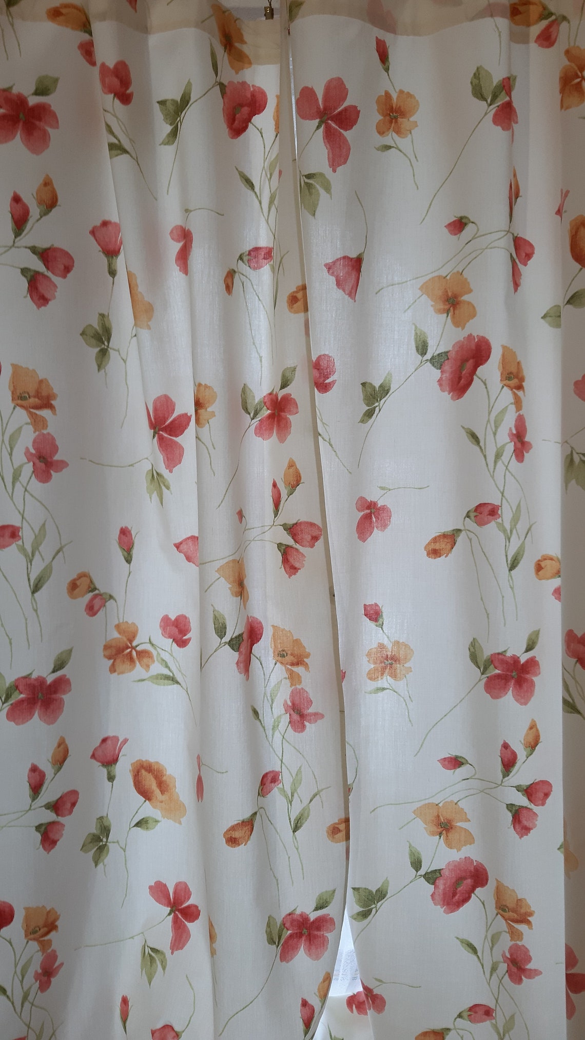 Vintage 2 Stück florale Kurze Dünne Baumwolldruck Vorhänge für | Etsy