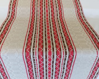 Camino de mesa de lino tejido sueco de los años 60 y 70, mantel vintage, mantelería, mantelería retro, textiles para el hogar (F8)