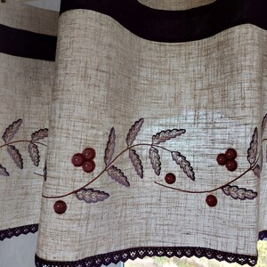 Vintage berries embroidered valance curtain, Kitchen cafe curtain, Vintage cafe curtain, Kitchen valance, kitchen curtain (F3)
