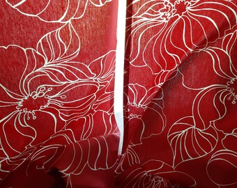 2 Piezas vintage Tela estrecha de algodón cortinas florales estampadas, Cortinas estrechas, cortinas florales, cortinas rojas, curtians de dormitorio (F-7)