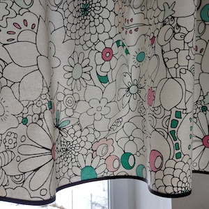 Cortina de cenefa de algodón estampada floral vintage, cortina de café de cocina, cortina de cocina vintage, inauguración floral (F7)