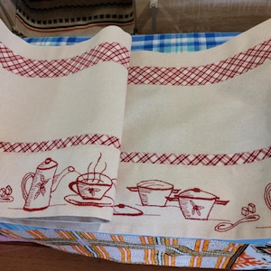 Cortina de cocina vintage, cortina de cafetería, textiles vintage para el hogar (F7)