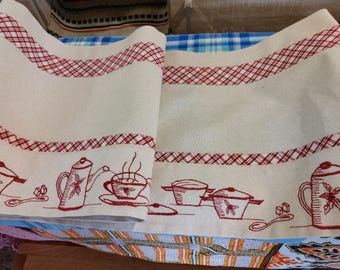 Cortina de cocina vintage, cortina de cafetería, textiles vintage para el hogar (F7)