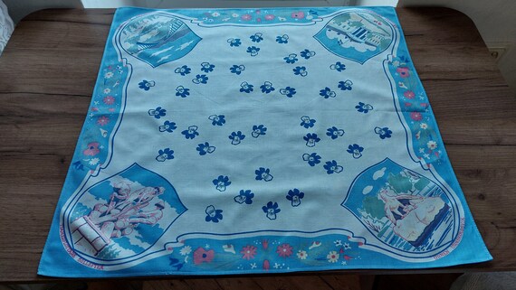 Collectible Vintage Swedish Tablecloth , Retro Tablecloth