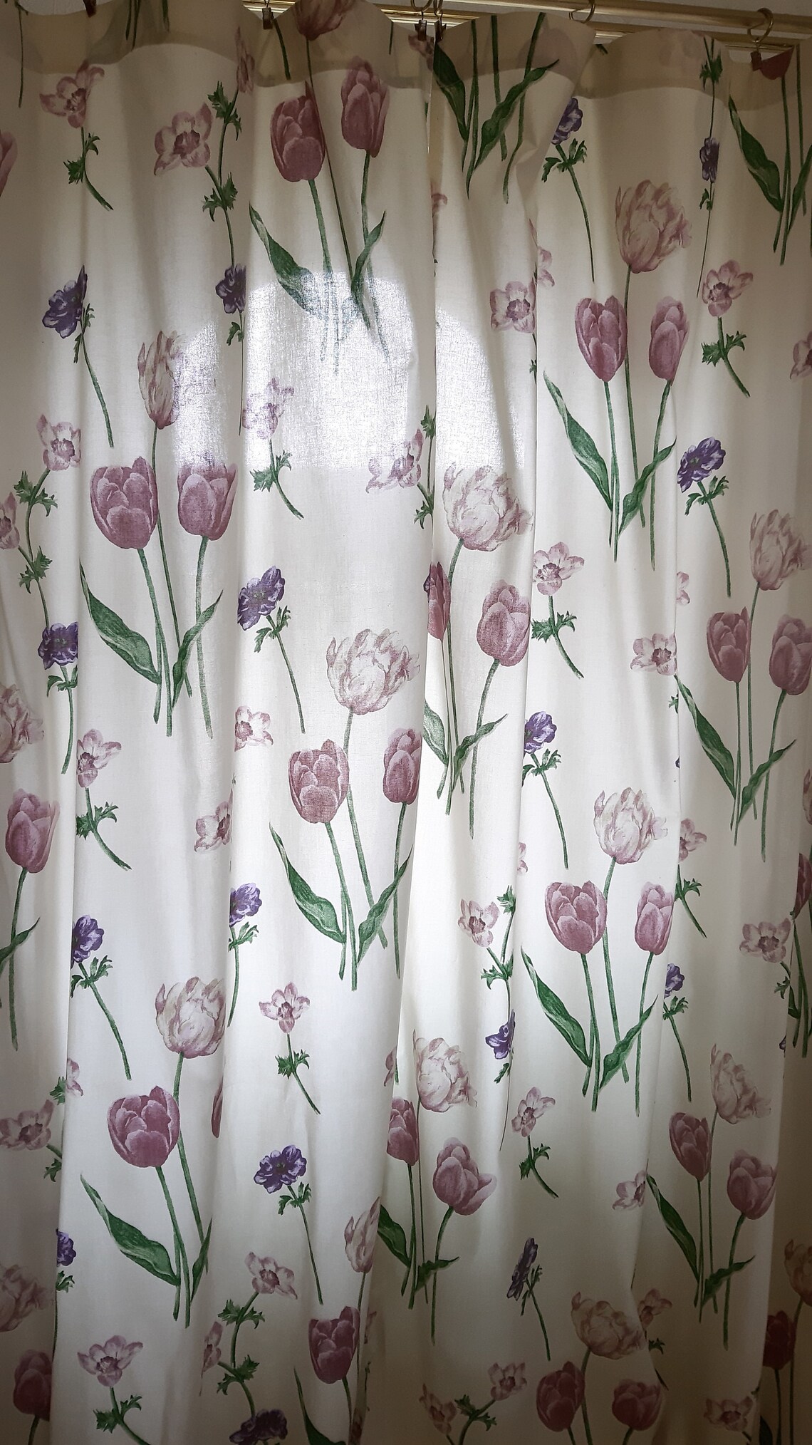 2 Pieces Vintage Large Floral Cotton Fabric Print Curtains Etsy UK