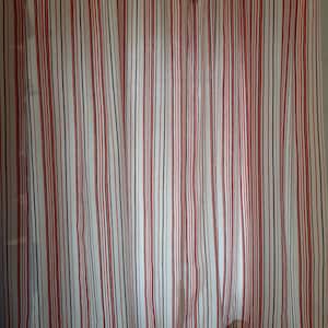 2 Pieces Striped White red Woven cotton Vintage curtains kitchen curtains room curtains night curtains decorative curtains classic (f-2)