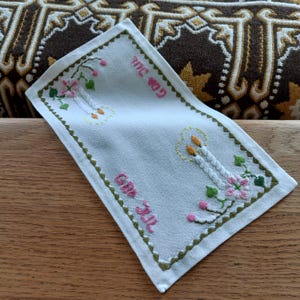 Scandinavian Hand embroidered vintage mini table mat , Scandinavian doily, retro table decor (F9)