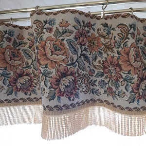 Vintage floral Woven Thick Cotton - Linen Valance curtain , Retro floral valance, cafe curtain , room valance, kitchen valance  (F-7)