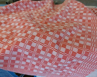 60s woven square linen - cotton table mat , small vintage tablecloth , Scandinavian design (F8)