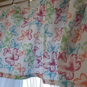 Vintage rainbow butterfly&#39;s Cotton print valance curtain , rainbow valance, cafe curtain , vintage curtain , kitchen curtain (F-5)