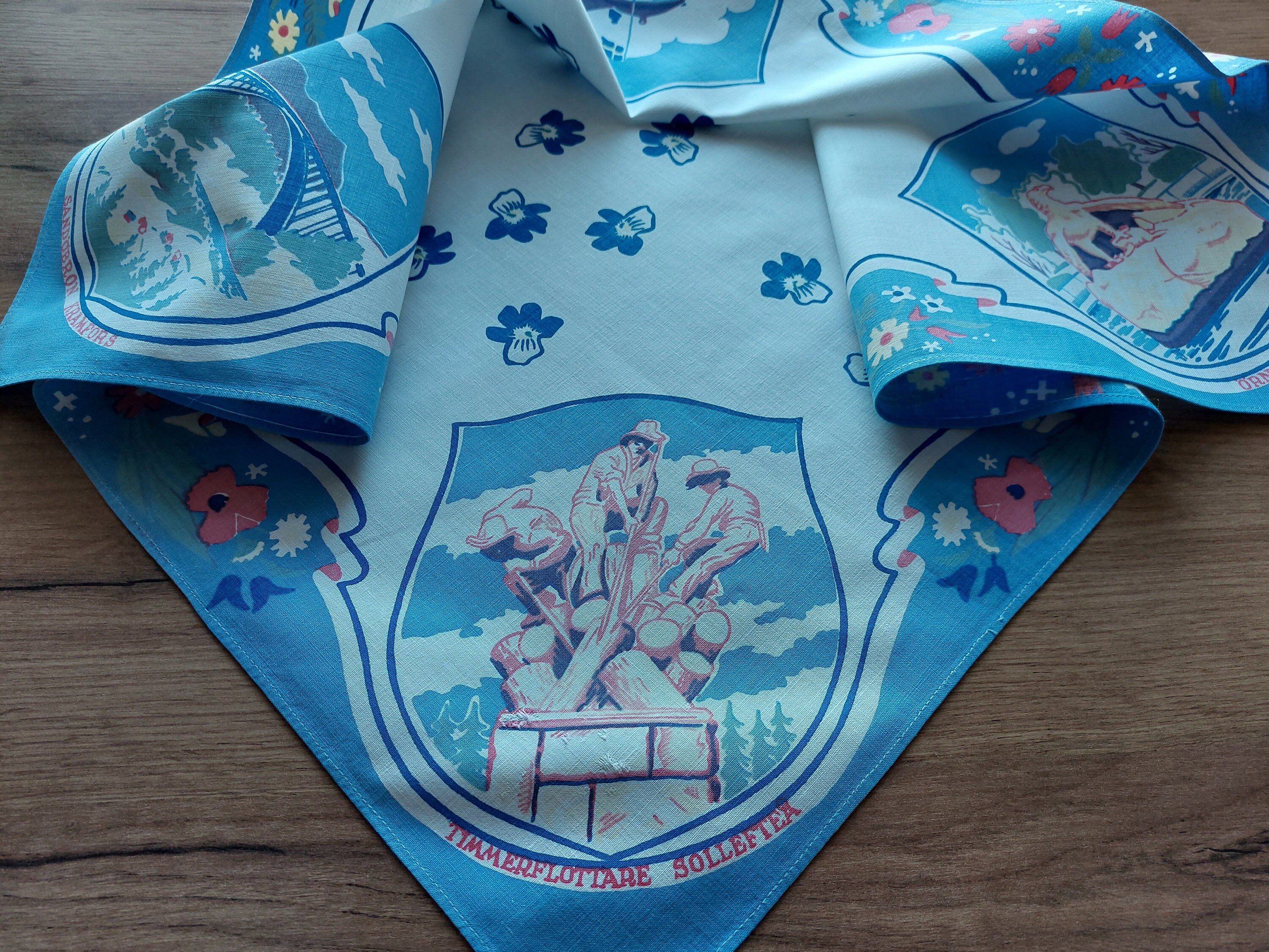 Collectible Vintage Swedish Tablecloth , Retro Tablecloth