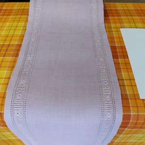 Scandinavian Vintage hand embroidered linen table runner, table topper, table dressing, table dress (F2)