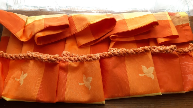 curtains vintage Summer valance curtain cafe curtain Vintage Orange Yellow kitchen valance curtain F-1 Easter valance curtain