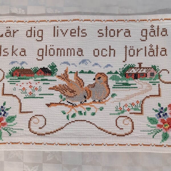 vintage Suède point de croix broderie décor mural , tricot tapisserie , Collection vintage décors mur suédois (F-2)