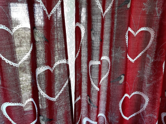 ビンテージカーテン ハート カラフルハート♡ビンテージカーテン