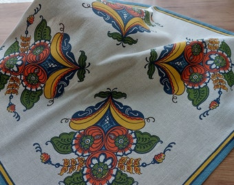 FRÖSÖ vintage diseñado por Eivor, huella de mano en la alfombra de la mesa de lino blanco hueso - mantel pequeño con motivo de flor de primavera multicolor (F3)