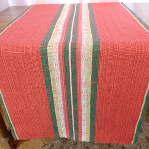 Lange Linnen Handwoven uitstekende lijstagent , Scandinavische uitstekende lijstagent , Rood groen geel wit gestreept tafelkleed tafelkleed (F-3)