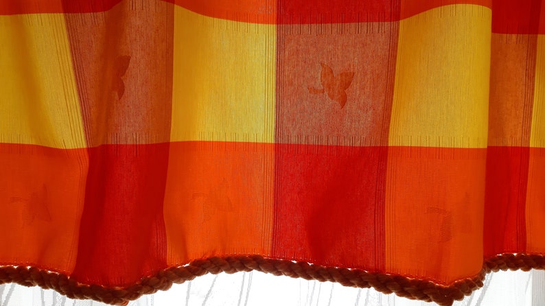curtains vintage Summer valance curtain cafe curtain Vintage Orange Yellow kitchen valance curtain F-1 Easter valance curtain