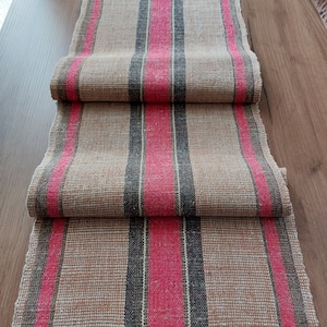 Vintage geweven linnen tafelloper, tafel topper, tafeldressing, vintage Scandinavisch tafellinnen, vintage keuken (F9)