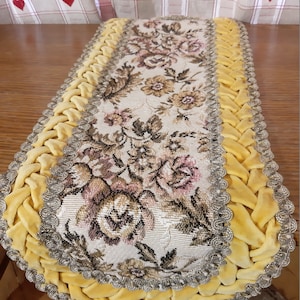 Antique Floral Limited collectible table mat , table runner , vintage tablecloth table decor table topper placemat (F-6)