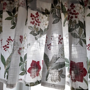 Vintage floral cotton print valance curtain, Floral valance curtains, Swedish valance curtain, vintage cafe curtain , kitchen valance (F-9)