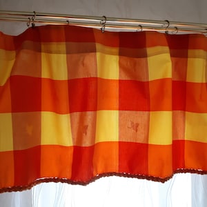 Vintage Orange gelb Küche Valance Vorhang - Café Vorhang, Sommer Valance Vorhang, Ostern Valance Vorhang, Vorhänge Vintage (F-1)