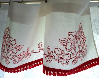 Vintage Floral Bordado cortina de valance escandinavo, vintage valance, retro valance, floral valance, cortina de café (F-8)